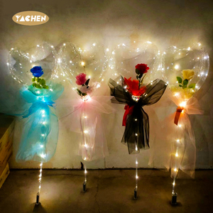 YACHEN anneler sevgililer günü partisi hediye süslemeleri kalp Led ışık up şeffaf Bobo balonlar ile çiçek - Product Image 2