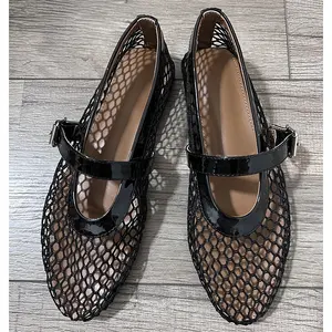 New design flats ballet casual mesh buckle shoes for women