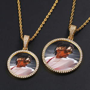 Kalung liontin memori tembaga kustom, dengan zirkon kotak foto Hip-hop liontin Gambar agama Kristen - Product Image 4
