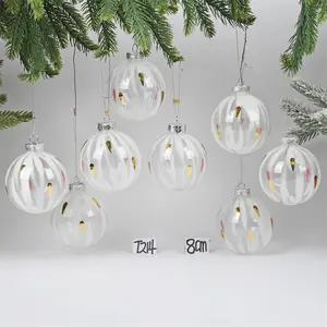 中国制造商工厂价格玻璃挂球摆件圣诞装饰球玻璃