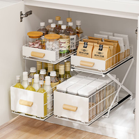 Organisateur de cuisine en métal extensible à 2 niveaux réglable pour sous-évier