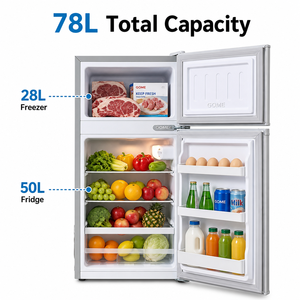Refrigerador GOME <span class=keywords><strong>de</strong></span> 78L, Mini, Doble Puerta, Autodescongelante, Clase <span class=keywords><strong>de</strong></span> Ahorro Energético, <span class=keywords><strong>Bajo</strong></span> <span class=keywords><strong>Consumo</strong></span>, Refrigerador Pequeño, Congelador para Dormitorio - Product Image 4