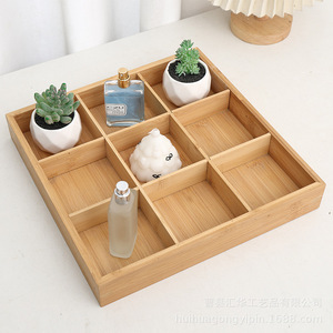 Solid wood nine-compartment <b>tray</b>, wooden grid <b>storage</b> box, multi-compartment wooden box, nine-compartment nut and succulent - Product Image 2