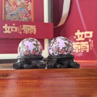 Set Hadiah Mewah Cina Mainan Pereda Stres Bola Besi Baoding Ornamen Porselen Koleksi Hadiah Natal