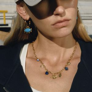 J & D autunno inverno impermeabile in acciaio inossidabile 18K PVD placcato in oro a forma di U Lapiz <span class=keywords><strong>collana</strong></span> di <span class=keywords><strong>ape</strong></span> occhio di pesce - Product Image 2