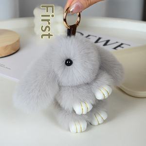 دمية أرنب صغيرة ملونة ولطيفة من سونغشان تويز، هدية معلقة 15 سم، سلسلة مفاتيح أرنب ناعمة للحقائب - Product Image 3