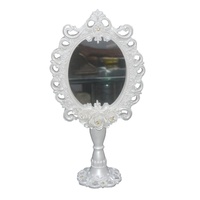 Miroir de maquillage portable sur pied, sculpté à la main, style Art Déco européen vintage, motif rose, 6 mm, pour mariage, Pâques, ou comme miroir de princesse
