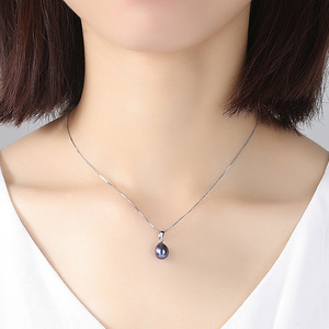Collar de Perlas de Agua Dulce de Plata de Ley S925 con Cierre de Semilla, Perla Individual, Joyería Minimalista para Mujer, Venta al por Mayor - Product Image 2
