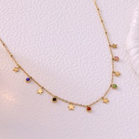Nouveau collier pendentif étoile en zircon coloré en acier inoxydable pour femme, accessoire de niche sportif, haut de gamme pour la vie quotidienne