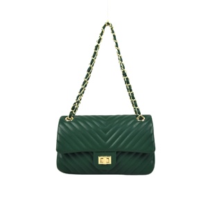 Bandoleras acolchadas con cadena de Metal para mujer, bolsos de hombro acolchados con cuello en V - Product Image 1