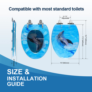 Siège <span class=keywords><strong>de</strong></span> toilette en acrylique Bleu Voilier Design <span class=keywords><strong>Couvercle</strong></span> <span class=keywords><strong>de</strong></span> toilette Fermeture en douceur Dégagement rapide Facile à nettoyer pour salle <span class=keywords><strong>de</strong></span> bain moderne - Product Image 4