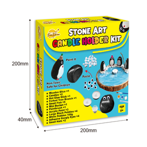 Kit de Portavelas de Arte en Piedra de Pingüino Ártico para Niños, Manualidad de Decoración de Mesa con Piedras y Mini Sombreros - Product Image 2