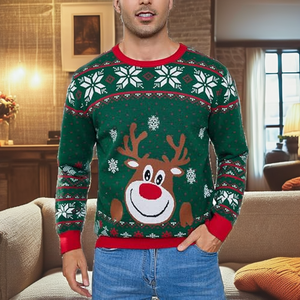 <span class=keywords><strong>Pull</strong></span> d'hiver pour homme Bresdk avec des flocons <span class=keywords><strong>de</strong></span> neige, des cœurs et des rennes, en tricot doux et respirant, pour la famille, les couples et les amis - Product Image 2