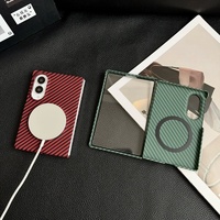 Étui en fibre de carbone à texture grossière avec anneau magnétique intégré pour Samsung Z Fold 8 Ultra 8 7 6 5 4 3, avec protection en verre trempé