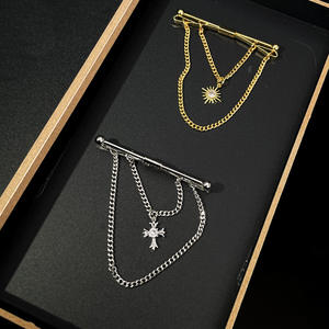 2023 Nieuwe Zirkoon Ingelegde Kruis Ketting Kwast Heren Shirt Kraag Pinnen Bar Groothandel - Product Image 3