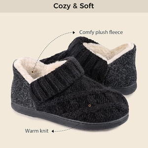 Scarpette traspiranti da <span class=keywords><strong>donna</strong></span> con cavo in maglia graziose scarpe Slip-on in Memory Foam in pile felpato per interni invernali - Product Image 5