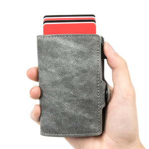 Custom Super Thin Pop up PU Jean Leather Metal <b>Wallet</b> RFID Blocking Automatic Aluminium Credit Card <b>Holder</b> <b>Wallet</b> - Product Image 1