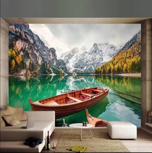 Murales 3D personalizados bosque papel pintado paisaje montaña <span class=keywords><strong>lago</strong></span> paisaje pared murales para sala de estar TV telón de fondo papel de pared - Product Image 3