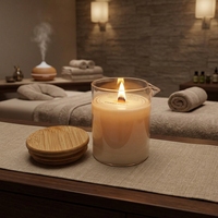 Fabricant de bougies aromatiques OEM ODM pour spa et massage, bougies parfumées en verre avec couvercle en bambou, étiquette privée, fournisseur de bougies d'aromathérapie