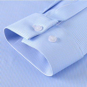 <span class=keywords><strong>Chemise</strong></span> à carreaux rayée élastique sans couture pour hommes <span class=keywords><strong>Chemise</strong></span> de <span class=keywords><strong>repassage</strong></span> confortable et décontractée d'affaires suspendue et respirante de haute qualité - Product Image 4