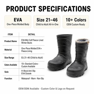 OEM Thick Plush Lined EVA Winter Boots Warm Mid Calf Waterproof Snow <strong>Wellies</strong> Anti Slip Sole Kids Adults Cold Weather Rain Boots - Product Image 6
