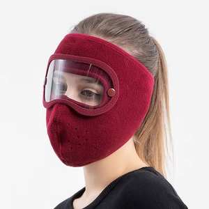 Masque facial coupe-vent chaud pour l'hiver, bonnet de ski, masques respirants, bonnets en polaire avec lunettes HD anti-buée pour le cyclisme - Product Image 3