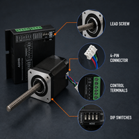 Motor Stepper NEMA17 42 dengan Aktuator Linear Sekrup Penghubung 60mm untuk Printer 3D dan Otomasi CNC