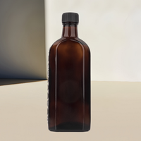 Vente en gros de bouteilles en verre ambré plates de 50 ml, 100 ml, 150 ml avec bouchon à vis noir, emballage en verre plat vide unique