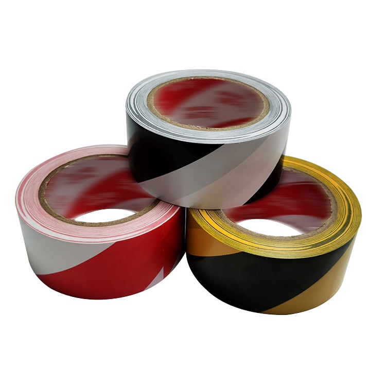 Высокопроизводительная бело-красная роликовая клейкая лента из ПВХ для предупреждения о опасности маркировки пола
