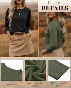 Camisetas de Manga Corta para Mujer, Cuello Redondo, Estilo Básico Elegante, Casual, Moderno, Corte Holgado - Product Image 5