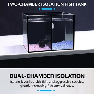 JSD Ultra <span class=keywords><strong>White</strong></span> Black Glass - Acuario de escritorio de doble compartimento para peces Betta, kit de acuario para el hogar y la oficina - Product Image 5