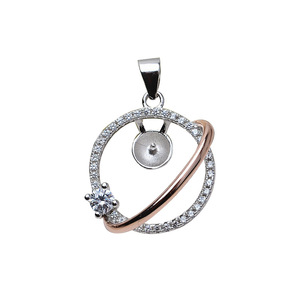 Accesorio de Plata S925 para DIY, Collar con Perlas de 8-10 mm, Base para Colgante, 3091, Colgante de Globo Terráqueo, Planeta, Satélite, Cristal - Product Image 5