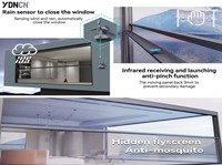 Fenêtre coulissante verticale automatique à persiennes, design moderne YDNCN, sur mesure, avec levage électrique et double vitrage trempé