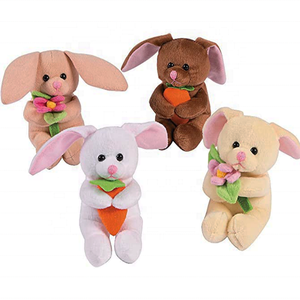 Lindo Conejito de Peluche Gris de Pascua, Juguete de Conejo con Orejas Esponjosas y Zanahoria, Varios Tipos, Relleno de Algodón PP, Unisex - Product Image 5