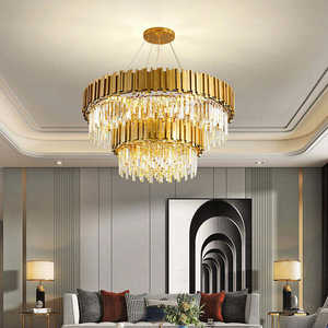 Suspension Suspendue Salon Interrupteur Contrôle moderne luxe k9 cristal or lustres plafond luxe - Product Image 2