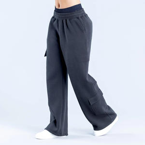 Nuevo diseño suelto Casual algodón de gran tamaño holgado cintura alta pierna ancha <span class=keywords><strong>Cargo</strong></span> Joggers pantalones de chándal para mujer - Product Image 1