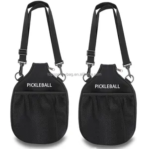 สายคล้องไหล่แบบถอดได้ Neoprene Pickleball ไม้พายสีดํา Pickleball แร็กเก็ตกระเป๋า