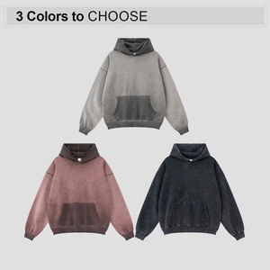 Heavyweight Unisex 380GSM Logotipo personalizado Imprimir Bordado Oversize Mens Wash Pullover Hoodie - Product Image 2