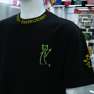 Camiseta de Hombre de Alta Calidad, 100% Algodón, Talla Grande, Bordado 3D, Chenille, Estilo Casual Urbano - Product Image 3