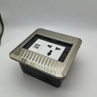 Enchufe de Piso de Acero Inoxidable MAADN IP44 con Cubierta Deslizante Oculta y Tapa Deslizante, 2 Tomas de Corriente, Enchufe MF para Uso en Oficina