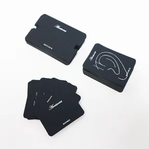 豪華なカスタム素敵なロゴが印刷された黒い紙のハングタグ、ネックレスイヤリングカード、イヤリングとジュエリーハングタグ