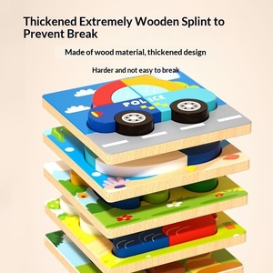 Blocs de puzzle Montessori pour l'éducation de la petite <span class=keywords><strong>enfance</strong></span> Animaux de dessin animé Jouets en bois en gros Puzzles magnétiques tridimensionnels - Product Image 3