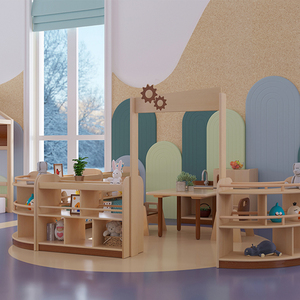 Muebles de Biblioteca para Niños, Juego de Estantería con Taburete Moderno, Centro de Biblioteca, Educación Temprana, Muebles para Jardín de Infancia - Product Image 3