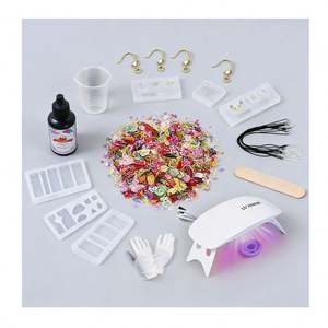Kit Creativo para Hacer Joyería de Resina Hecha a Mano, Resina Transparente Dura, Moldes de Silicona con Luz UV para Suministros Navideños - Product Image 1