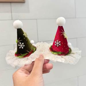 Cross-border Explosions New <b>Christmas</b> Hairpin Hat Clip Headwear Velvet <b>Red</b> Cute Snowflake Star <b>Decorations</b> - Product Image 1