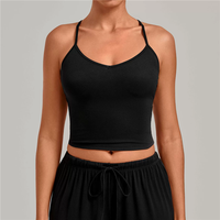 QS5276 Débardeur de sport pour femme sans manches, col en V, dos nageur, pour la course et l'entraînement
