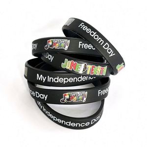 Bracelet en silicone Fête de l'Indépendance, Bracelet de poignet en silicone Joyeux Fête de la Liberté de juin, Bracelet de fête pour la Fête de l'Indépendance - Product Image 4