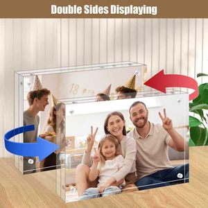 Cadres en acrylique rectangulaires 5x7, 20 mm d'épaisseur, double face, magnétiques, sur pied, pour affichage sur bureau, cadre <span class=keywords><strong>photo</strong></span> magnétique en acrylique - Product Image 3