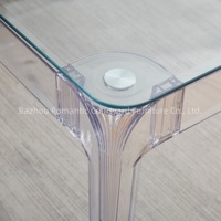 Meubles de salle à manger modernes, table à manger carrée, design minimaliste, table à dîner en verre acrylique transparent