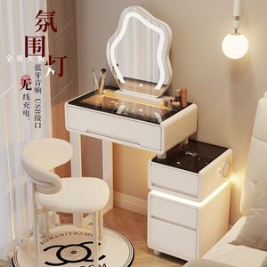 Smart Makeup Vanity <b>Table</b> With Led Mirror And Storage Drawers For Bedroom Use - Product Image 1